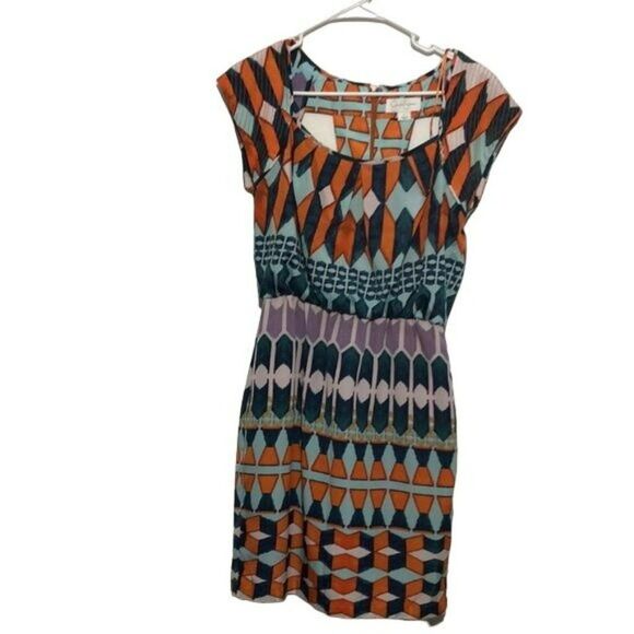 Jessica Simpson Geometric Boho Lined Mini Dress Size 6 - Picture 1 of 10